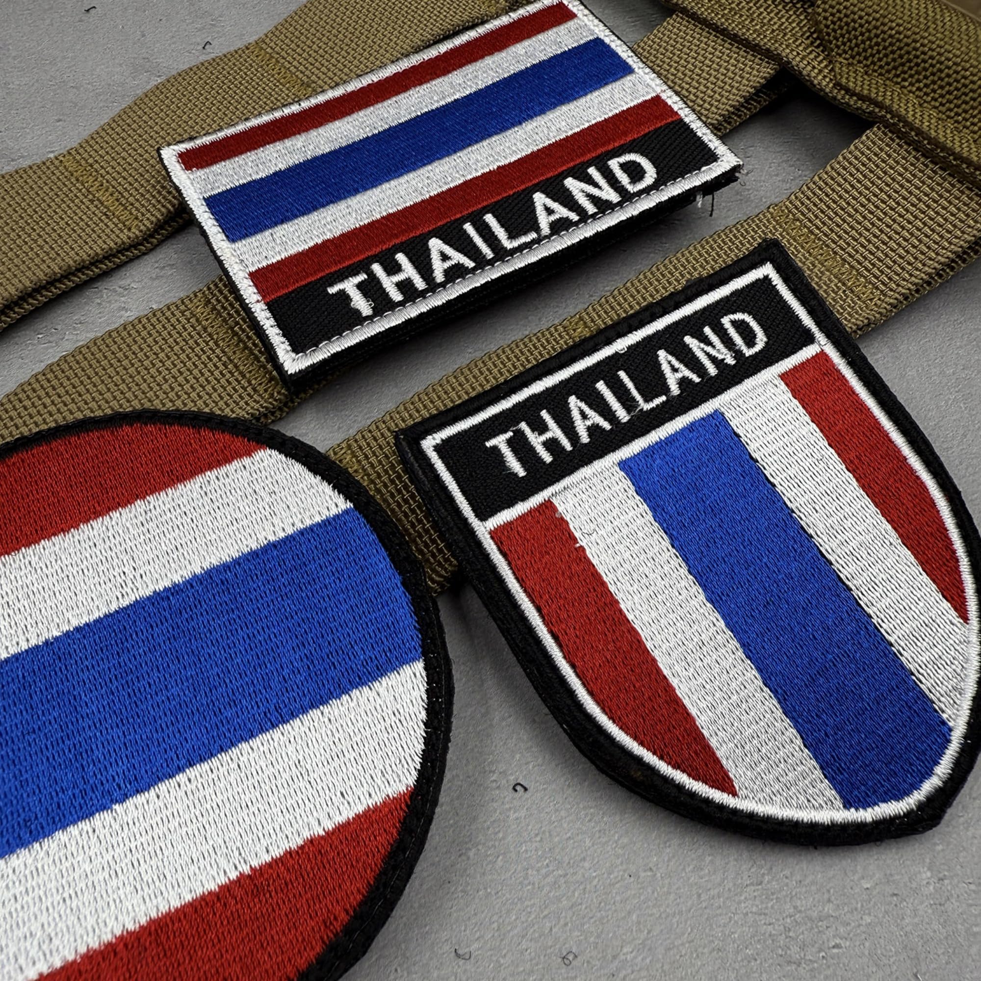 Thailand Flag Embroidered Patch, Military Hook and Loop Badge, Red White Blue Design, Round and Shield Shapes - Image 6