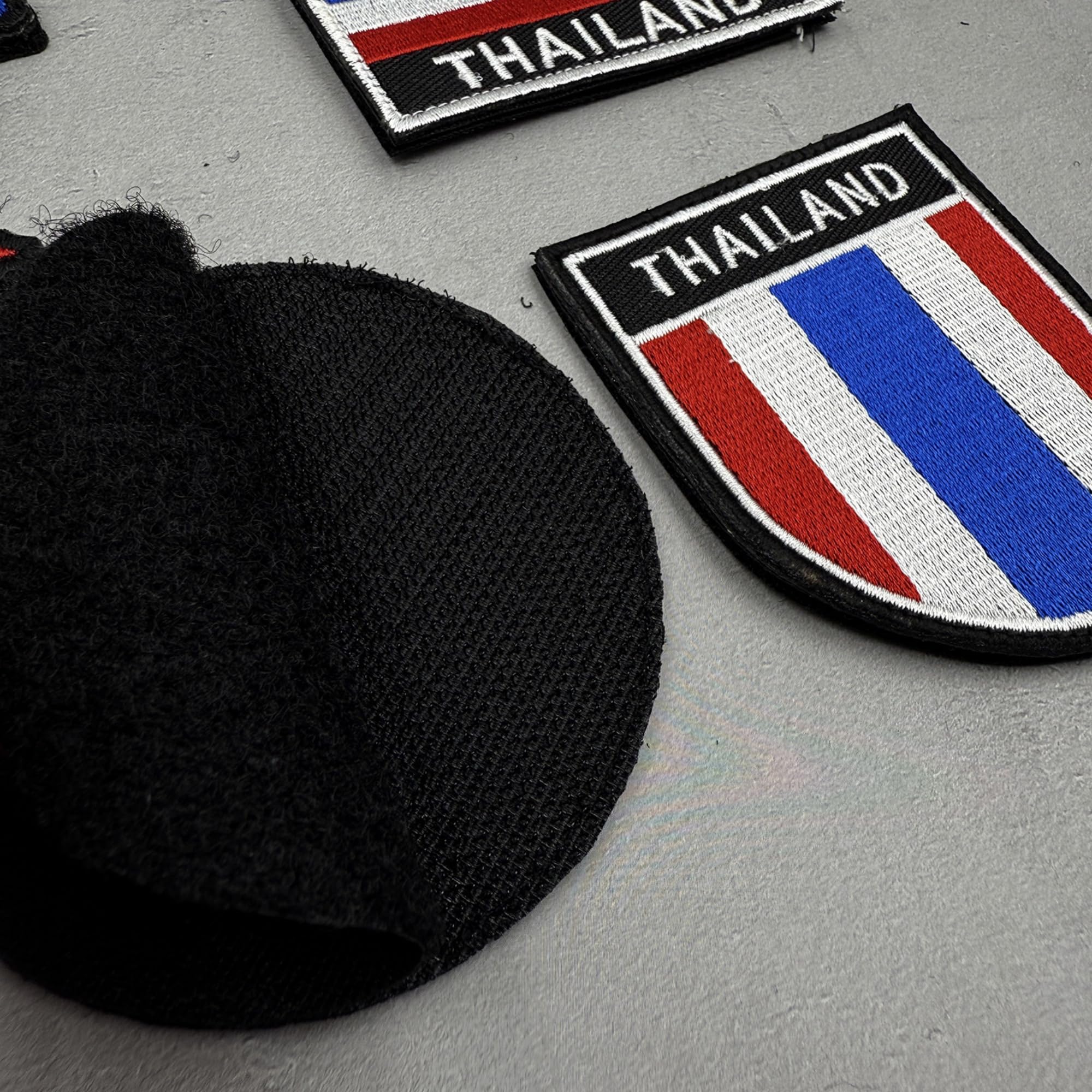 Thailand Flag Embroidered Patch, Military Hook and Loop Badge, Red White Blue Design, Round and Shield Shapes - Image 7