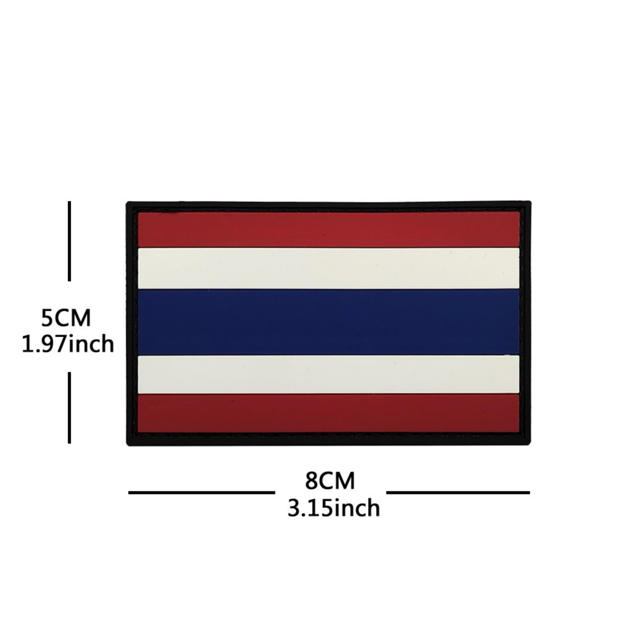 Thailand Flag PVC Patches, 3.15 x 1.97 Inches, Hook and Loop Backing, Red White Blue, 2-Pack - Image 2