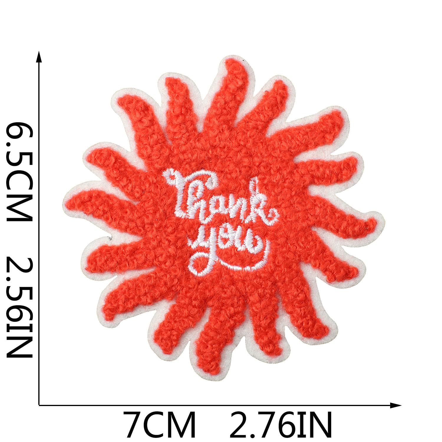 Thank You Embroidered Chenille Patches, Sun and Rainbow Designs, Self-Adhesive Iron-On Appliques, 8 Pieces, 2.76 in - Image 5