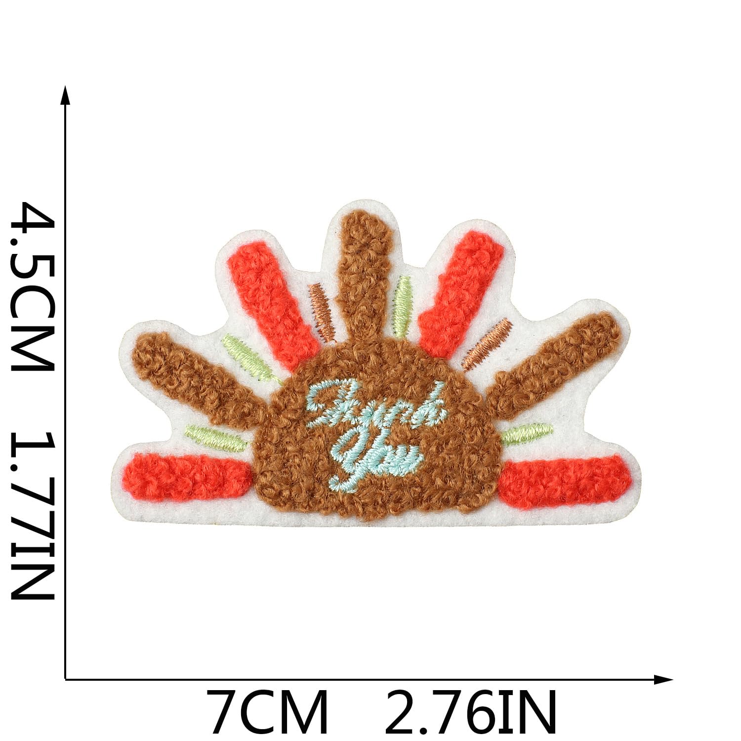 Thank You Embroidered Chenille Patches, Sun and Rainbow Designs, Self-Adhesive Iron-On Appliques, 8 Pieces, 2.76 in - Image 6