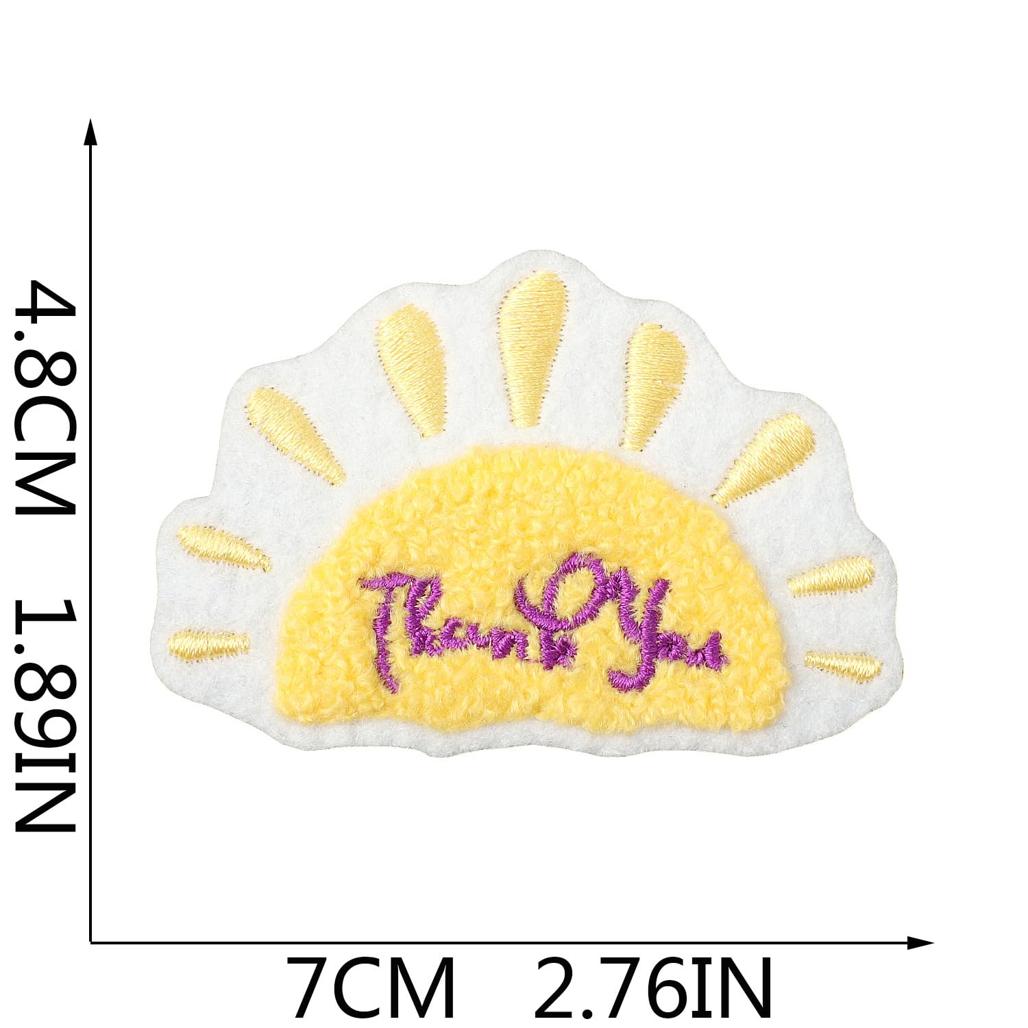 Thank You Embroidered Chenille Patches, Sun and Rainbow Designs, Self-Adhesive Iron-On Appliques, 8 Pieces, 2.76 in - Image 7