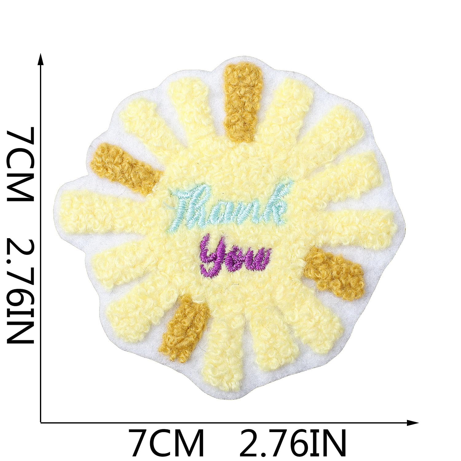 Thank You Embroidered Chenille Patches, Sun and Rainbow Designs, Self-Adhesive Iron-On Appliques, 8 Pieces, 2.76 in - Image 8