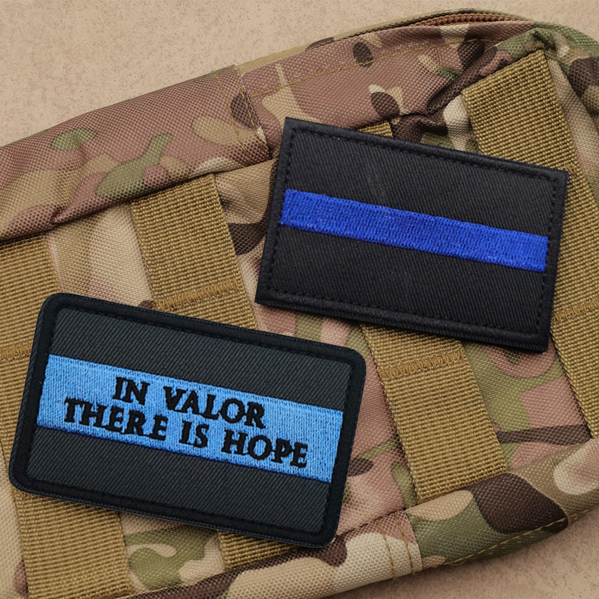 Thin Blue Line Embroidered Patches Appliques, Hook and Loop Backing, Black and Blue, Law Enforcement Support (Color-b) - Image 3