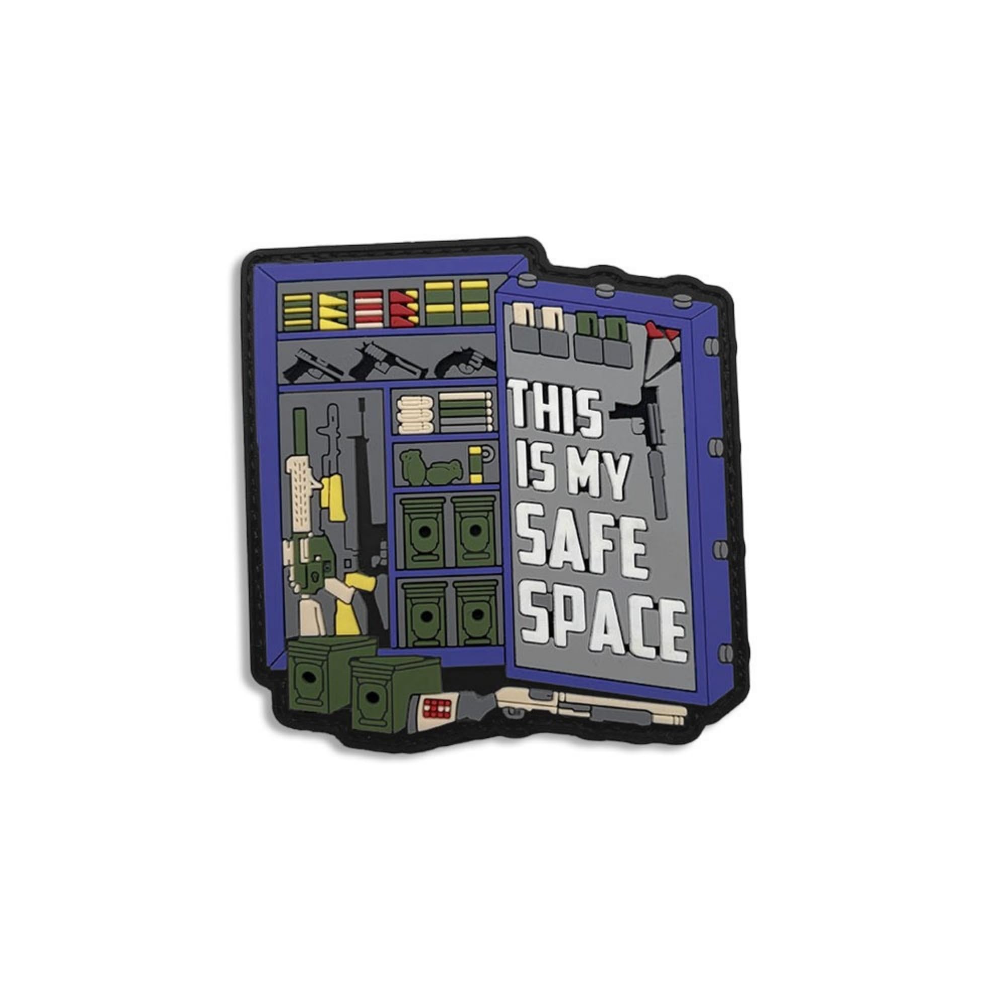 This is My Safe Space PVC Morale Patch, Glow-in-The-Dark Tactical Ammunition Safe Design, Hook Backing, 3.54 x 3.54 Inch
