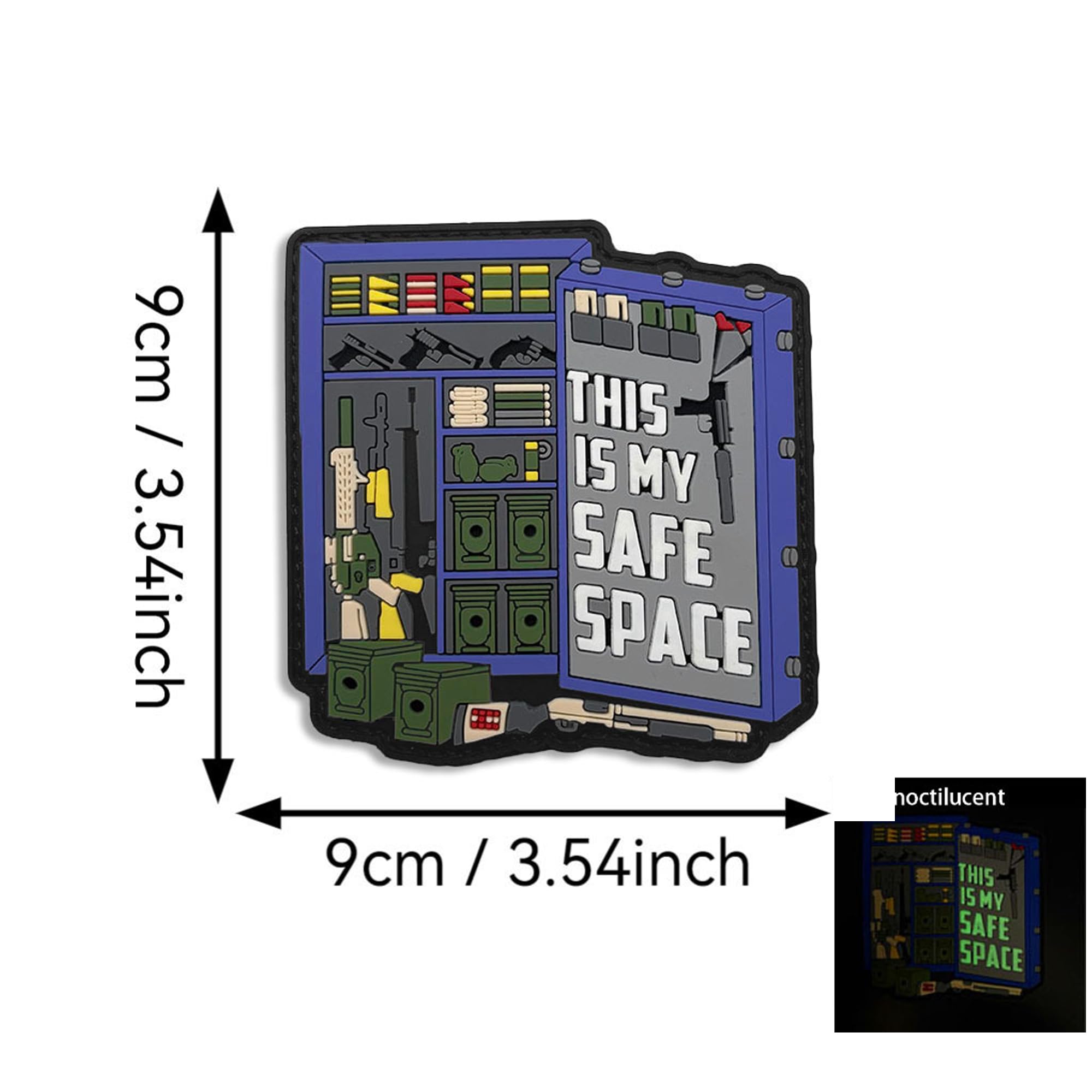 This is My Safe Space PVC Morale Patch, Glow-in-The-Dark Tactical Ammunition Safe Design, Hook Backing, 3.54 x 3.54 Inch - Image 2