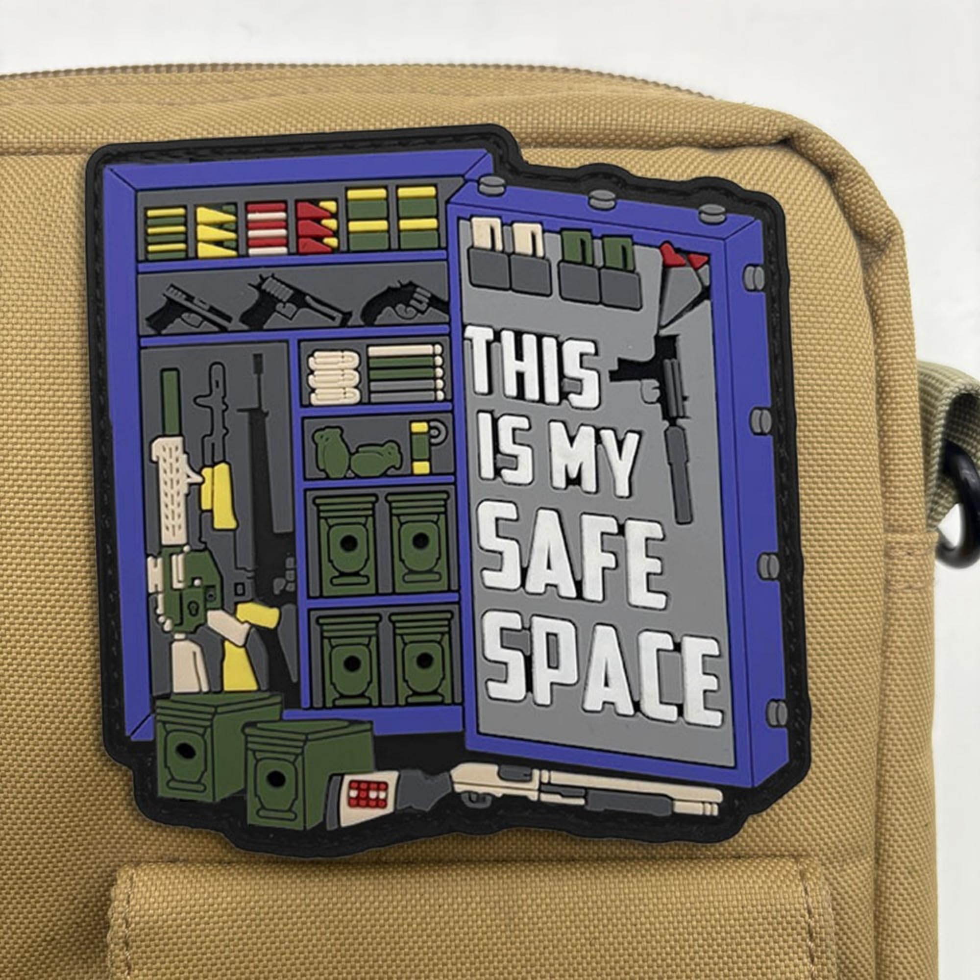 This is My Safe Space PVC Morale Patch, Glow-in-The-Dark Tactical Ammunition Safe Design, Hook Backing, 3.54 x 3.54 Inch - Image 5
