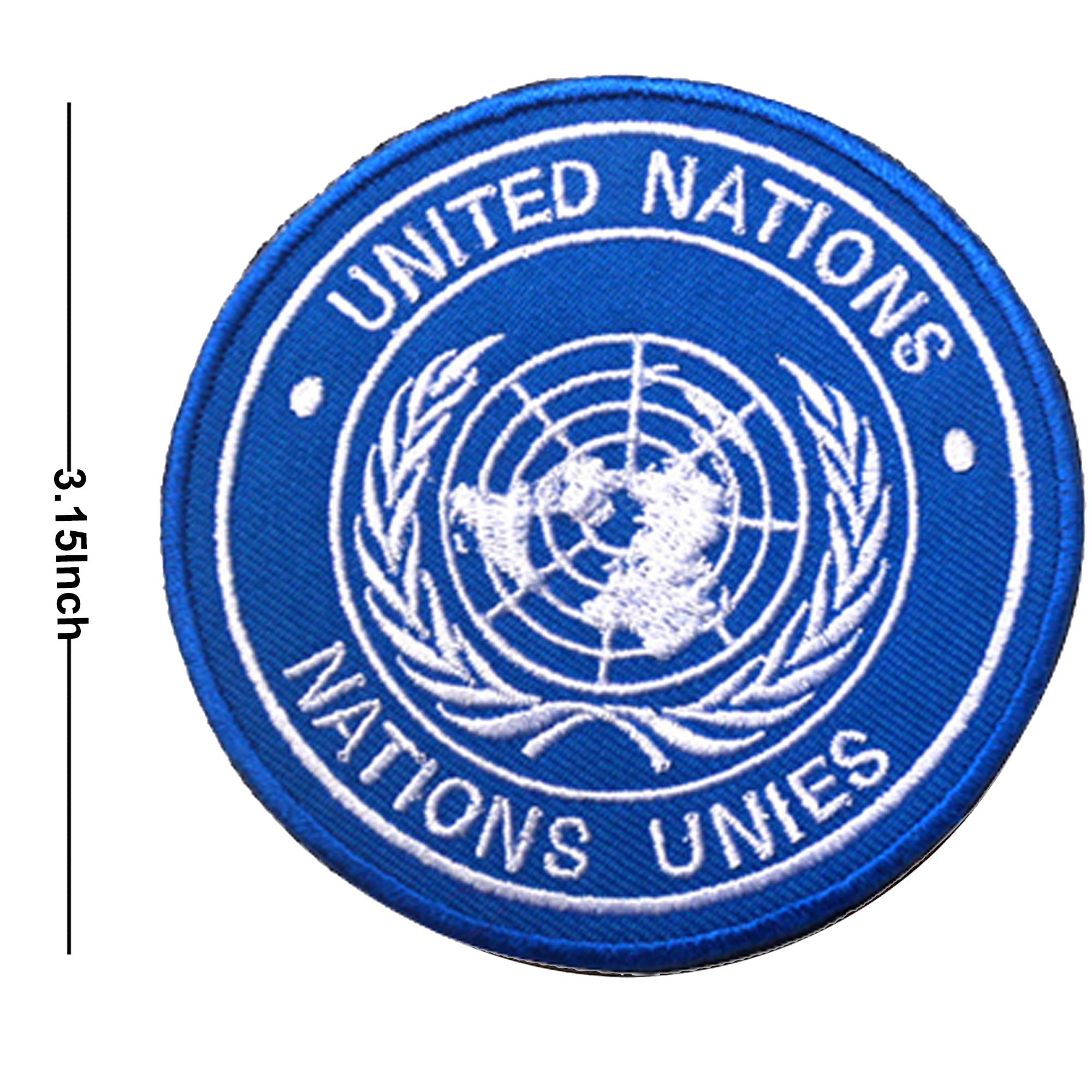 United Nations UN Emblem Logo Embroidered Patch, 2 Pack USA UN International Flag Tactical Morale Military Decoration Patches Badges Appliques with Hook and Loop Backing - Image 2