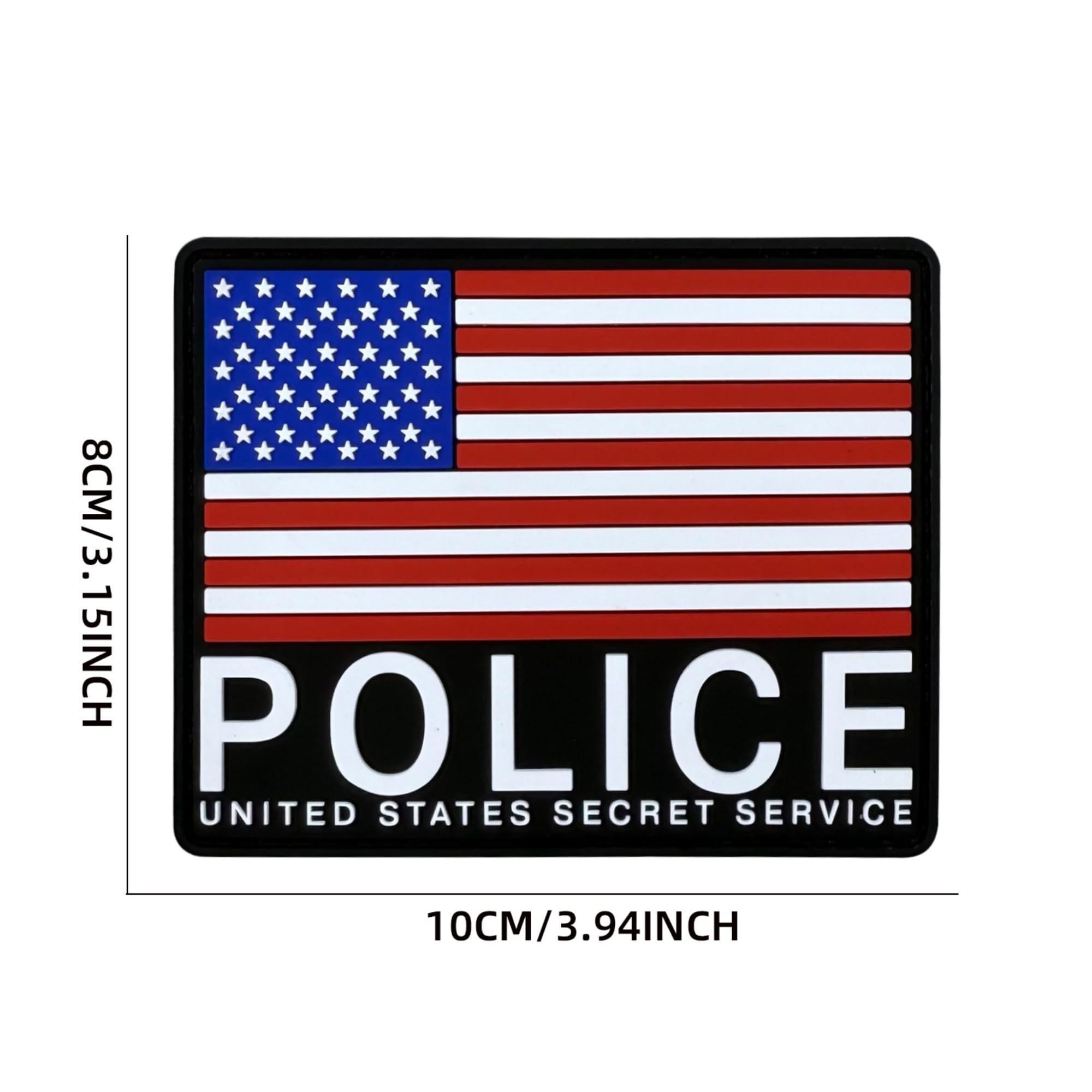 US Secret Service Police PVC Patches, Hook and Loop Backing, American Flag Design, Set of 4 - Image 3