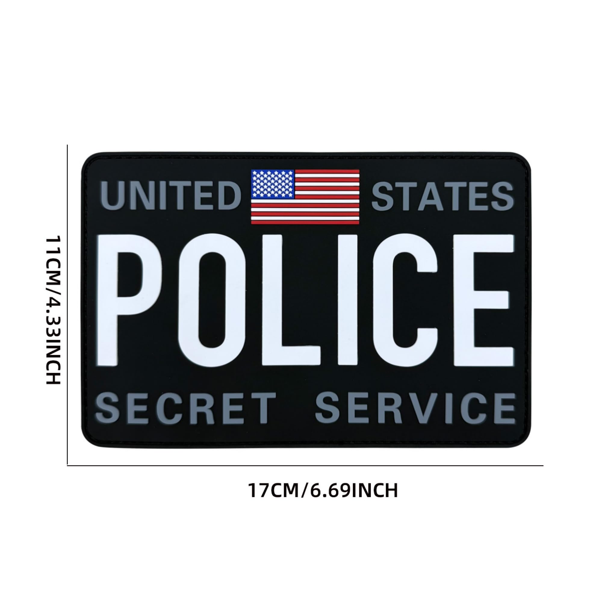 US Secret Service Police PVC Patches, Hook and Loop Backing, American Flag Design, Set of 4 - Image 4