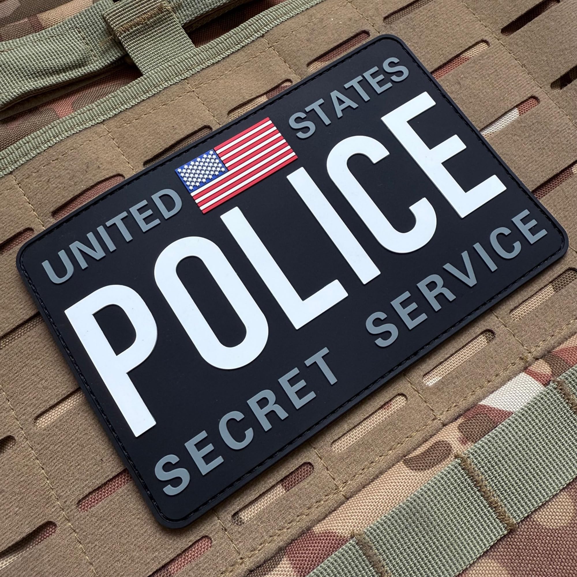US Secret Service Police PVC Patches, Hook and Loop Backing, American Flag Design, Set of 4 - Image 7
