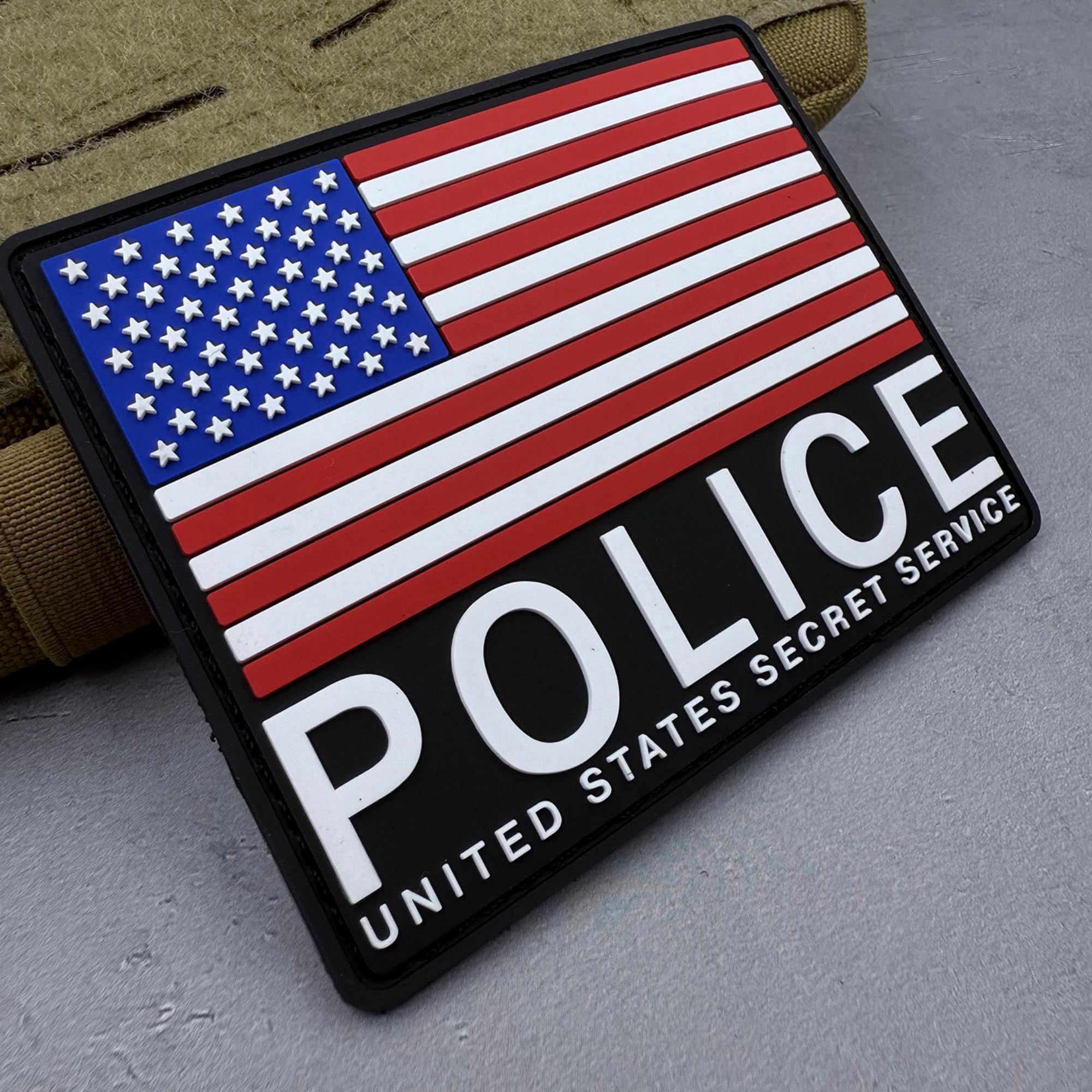 US Secret Service Police PVC Patches, Hook and Loop Backing, American Flag Design, Set of 4 - Image 8