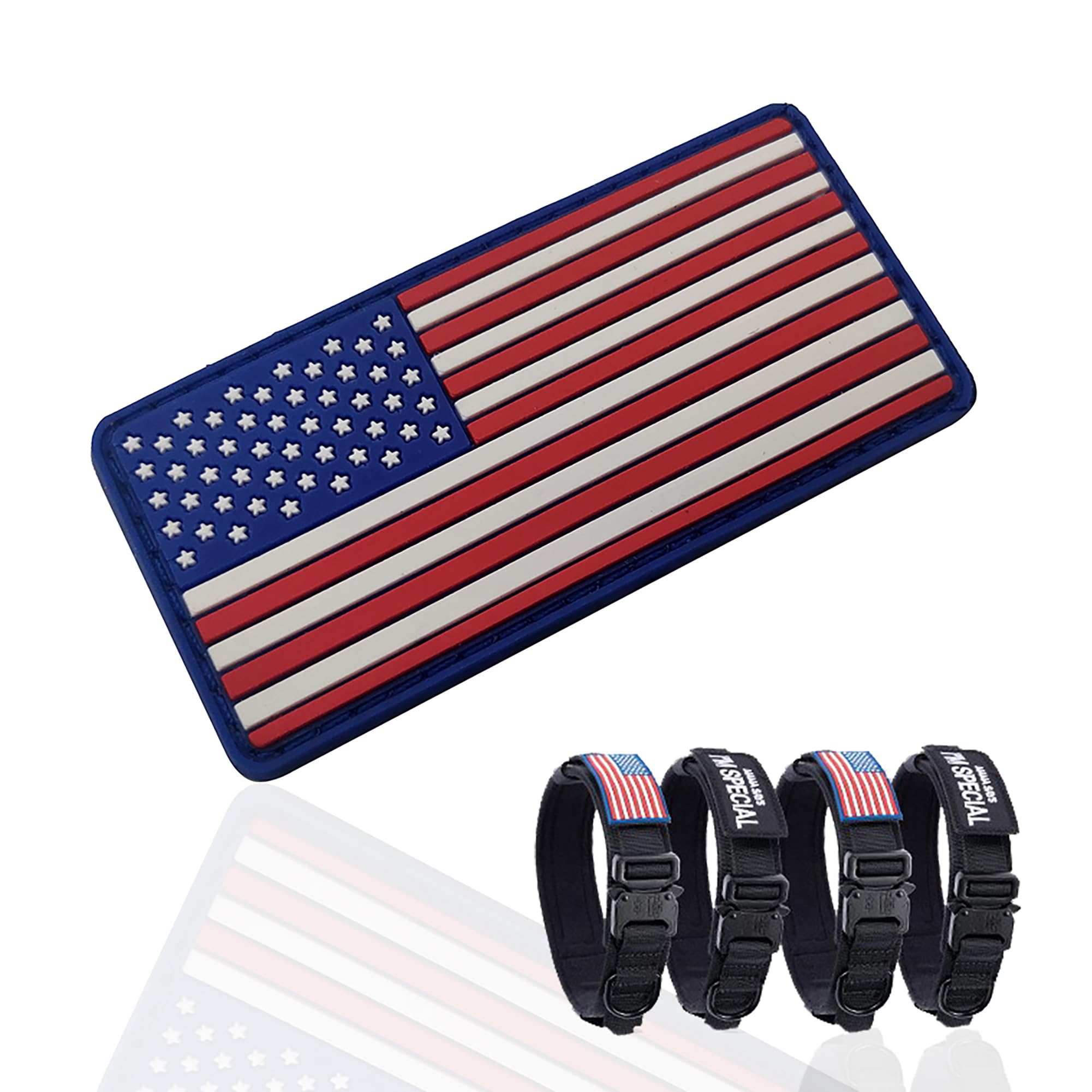 USA American Flag Morale PVC Rubber Patches, Pet Service Dog Collars Patch for Dog Vest Harness, Tactical Military Morale Badges - Image 2