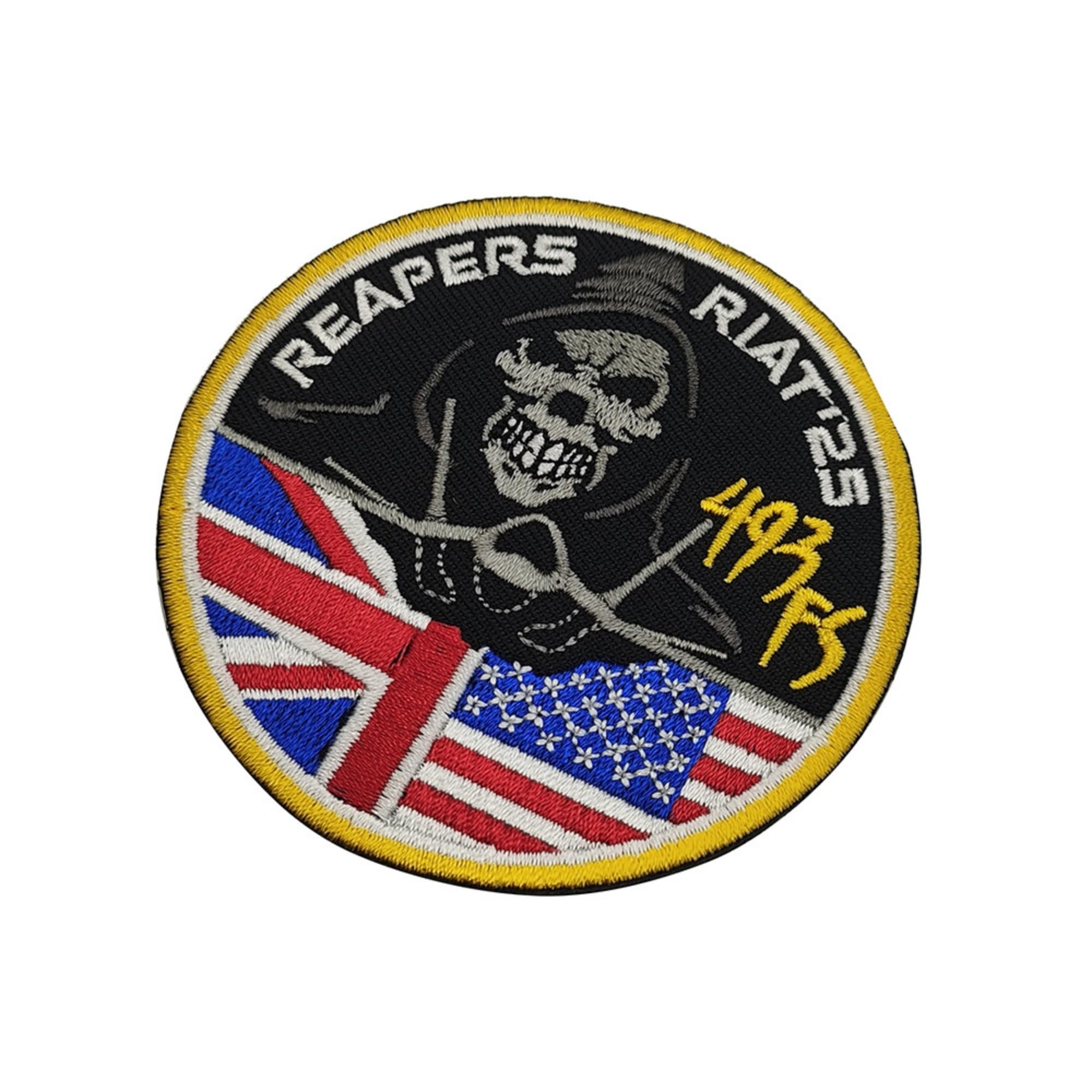 USAF 493rd F-35 Squadron Embroidered Appliques Patches, UK US Flag Design, Military Tactical Morale Badges, 3.15 Inch, Hook and Loop Backing - Image 5