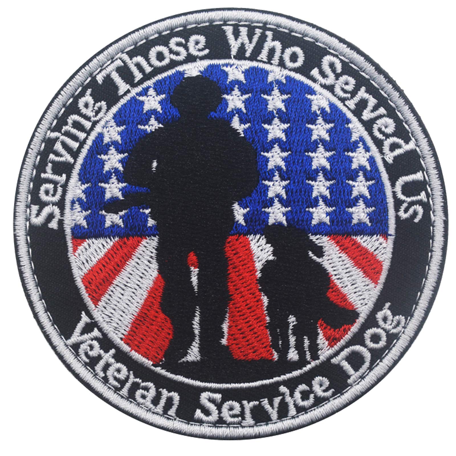 Veterans Service Dog Serving Those Who Served Us Military Tactical Badge Emblem Embroidered Fastener Hook Loop Patch for Dogs Pets 3.15inch Diameter 2PCS - Image 3
