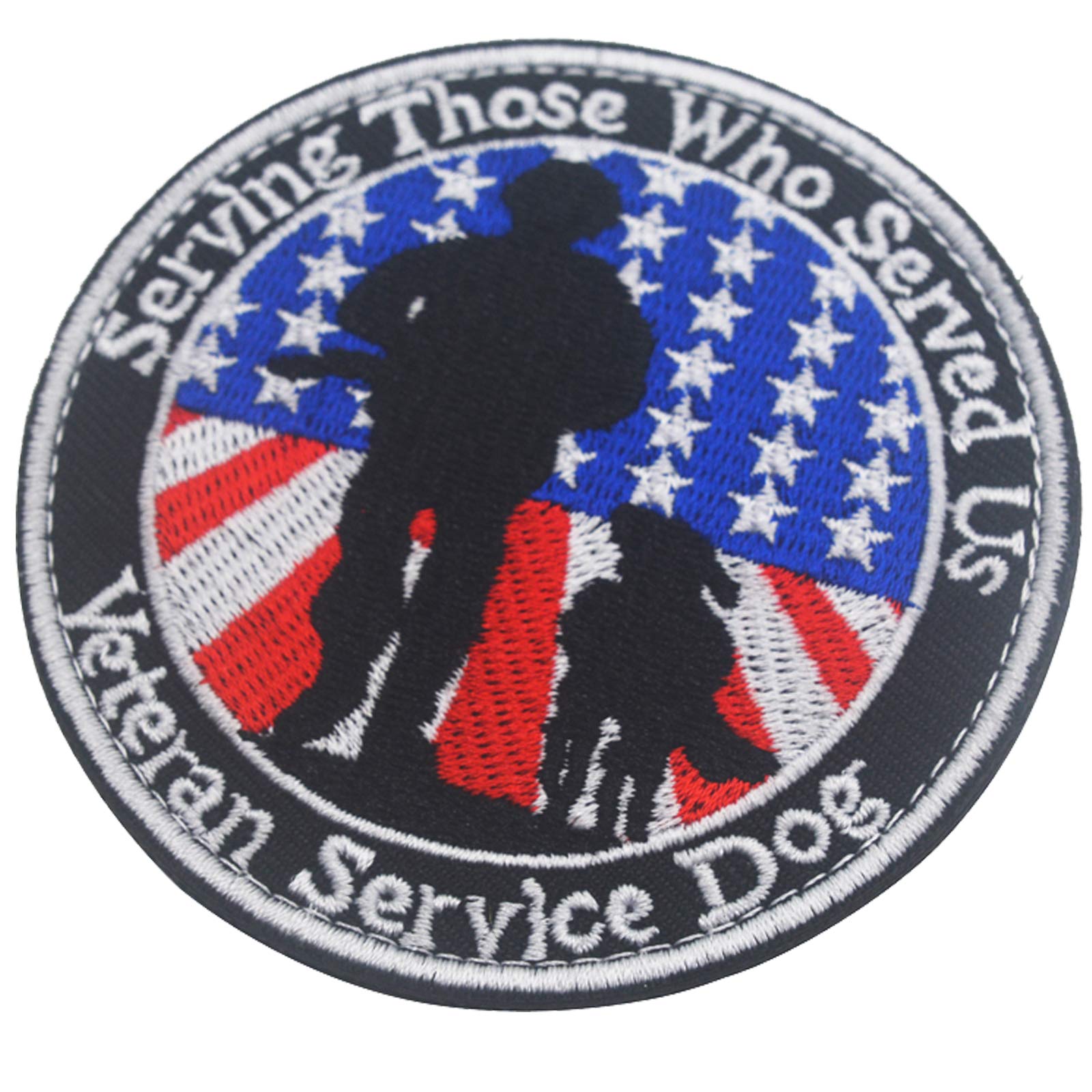 Veterans Service Dog Serving Those Who Served Us Military Tactical Badge Emblem Embroidered Fastener Hook Loop Patch for Dogs Pets 3.15inch Diameter 2PCS - Image 4
