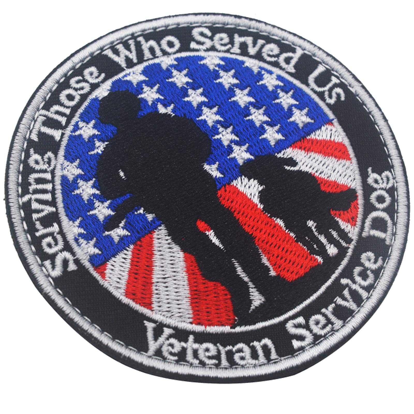 Veterans Service Dog Serving Those Who Served Us Military Tactical Badge Emblem Embroidered Fastener Hook Loop Patch for Dogs Pets 3.15inch Diameter 2PCS - Image 5