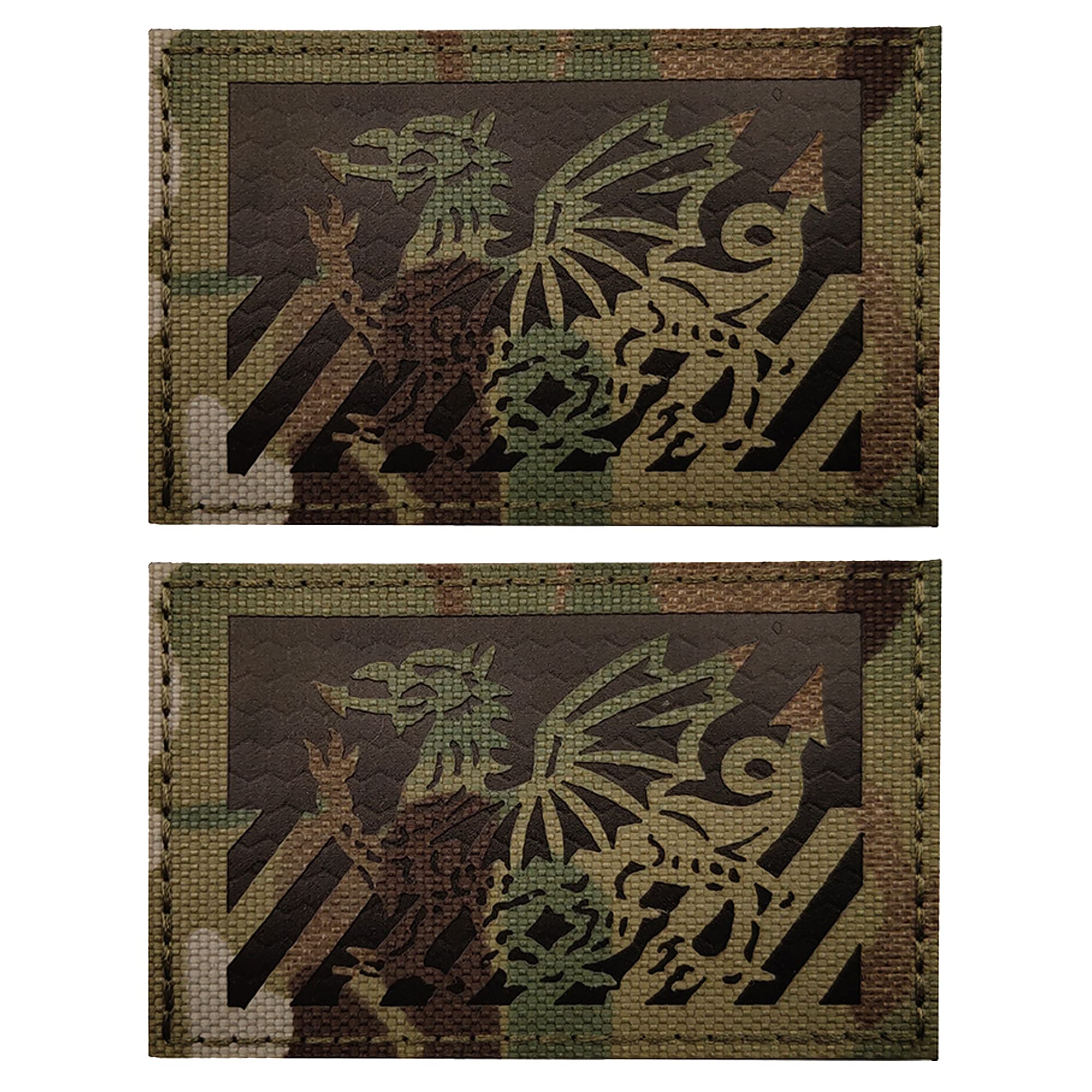 Wales Flag Infrared Reflective Patches, Welsh Dragon Synmbol Tactical Military Badges Sew On Appliques Hook and Loop Fasteners Attach