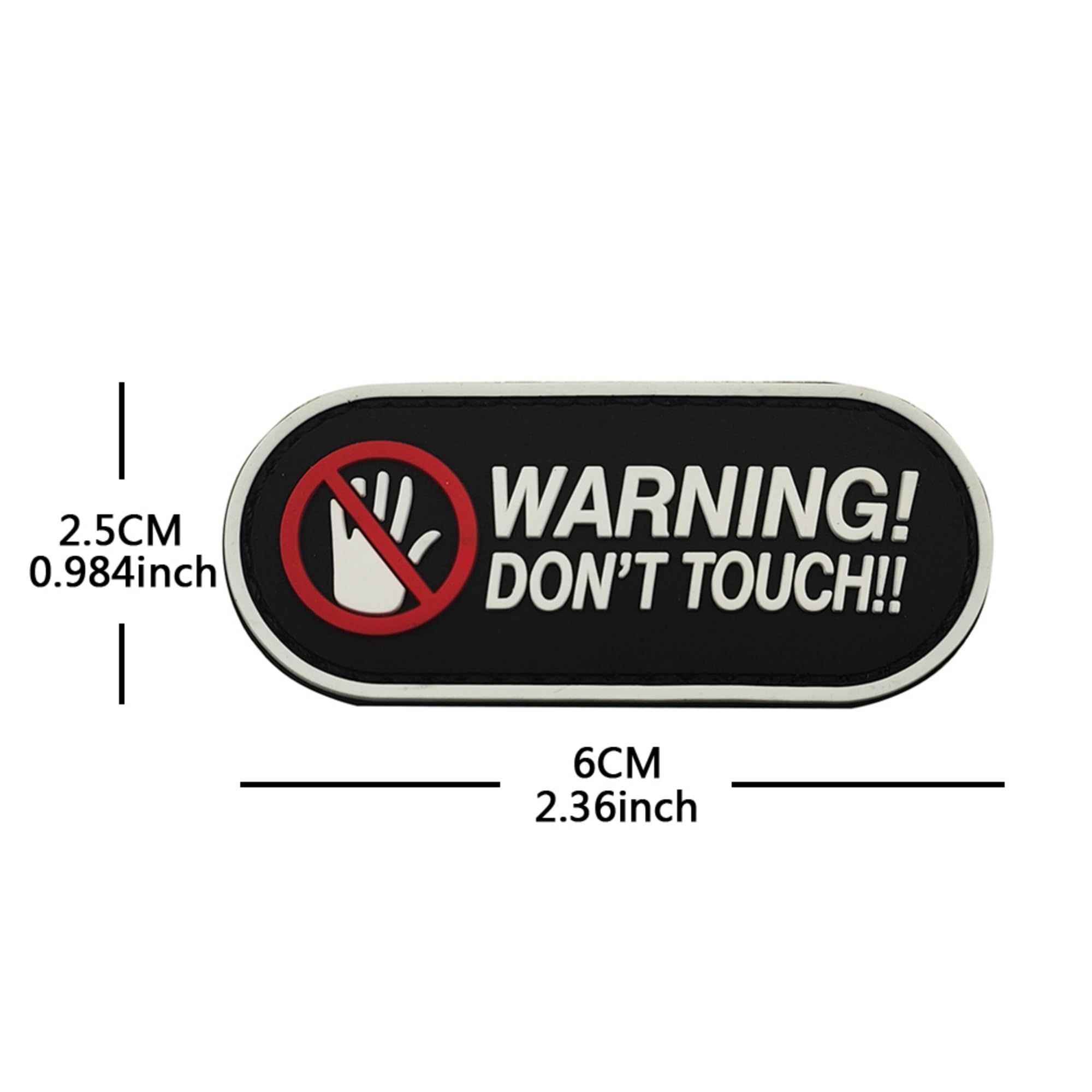 Warning Don't Touch PVC Morale Patches Decorative Appliques Emblem Badges Repair Patch for Clothes Backpacks Hats Jeans Bags, Hook and Loop Backing, 0.98 x 2.36 Inches, 4 Pack - Image 3