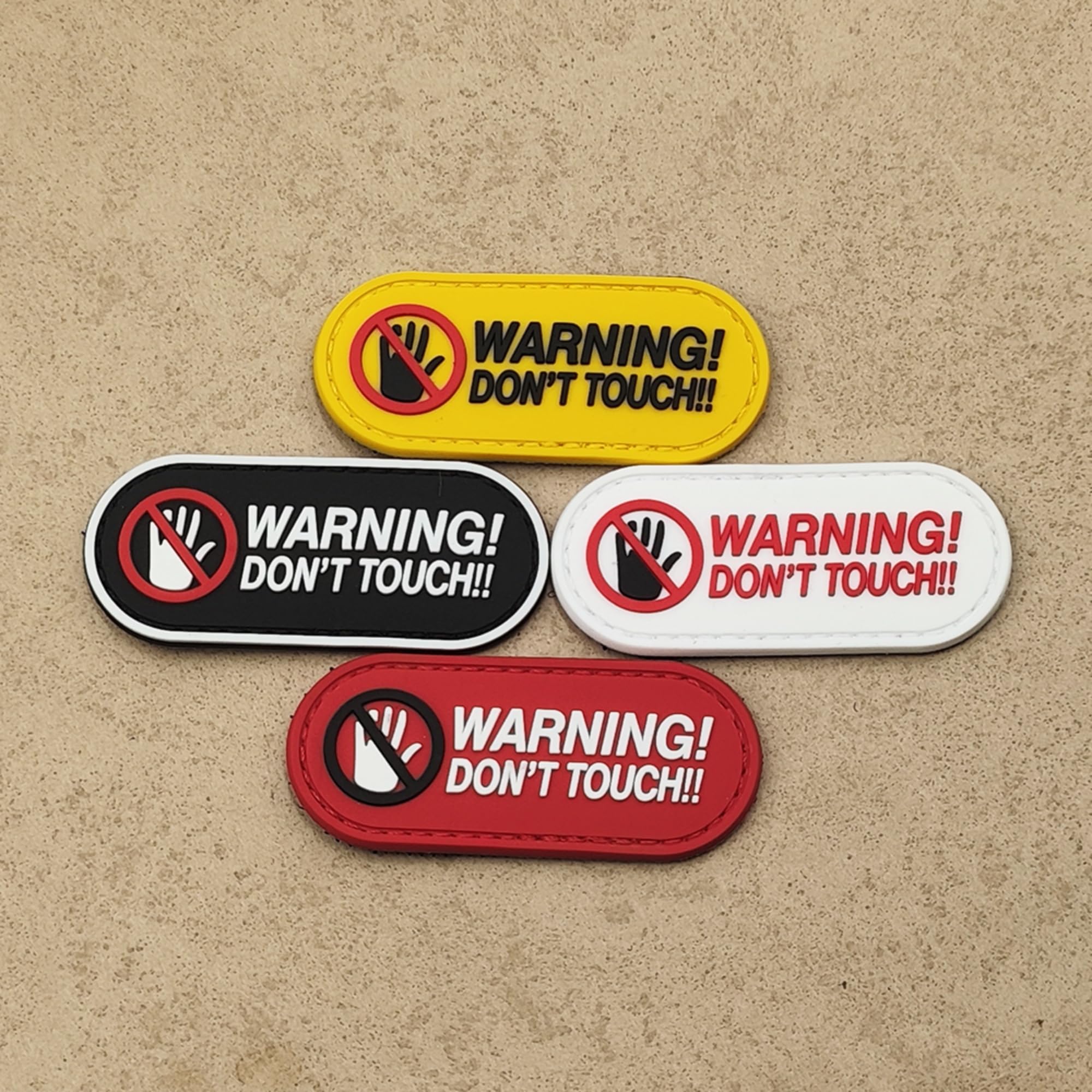 Warning Don't Touch PVC Morale Patches Decorative Appliques Emblem Badges Repair Patch for Clothes Backpacks Hats Jeans Bags, Hook and Loop Backing, 0.98 x 2.36 Inches, 4 Pack - Image 8