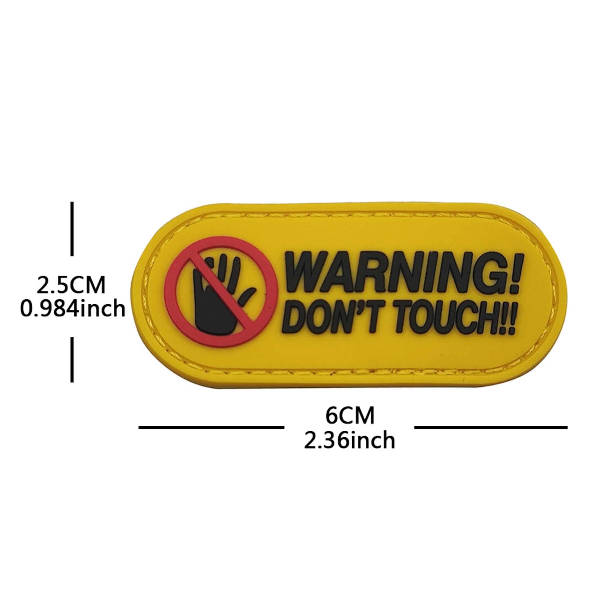 Warning Don't Touch PVC Morale Patches Decorative Appliques Emblem Badges Repair Patch for Clothes Backpacks Hats Jeans Bags, Hook and Loop Backing, 0.98 x 2.36 Inches, 4 Pack - Image 9