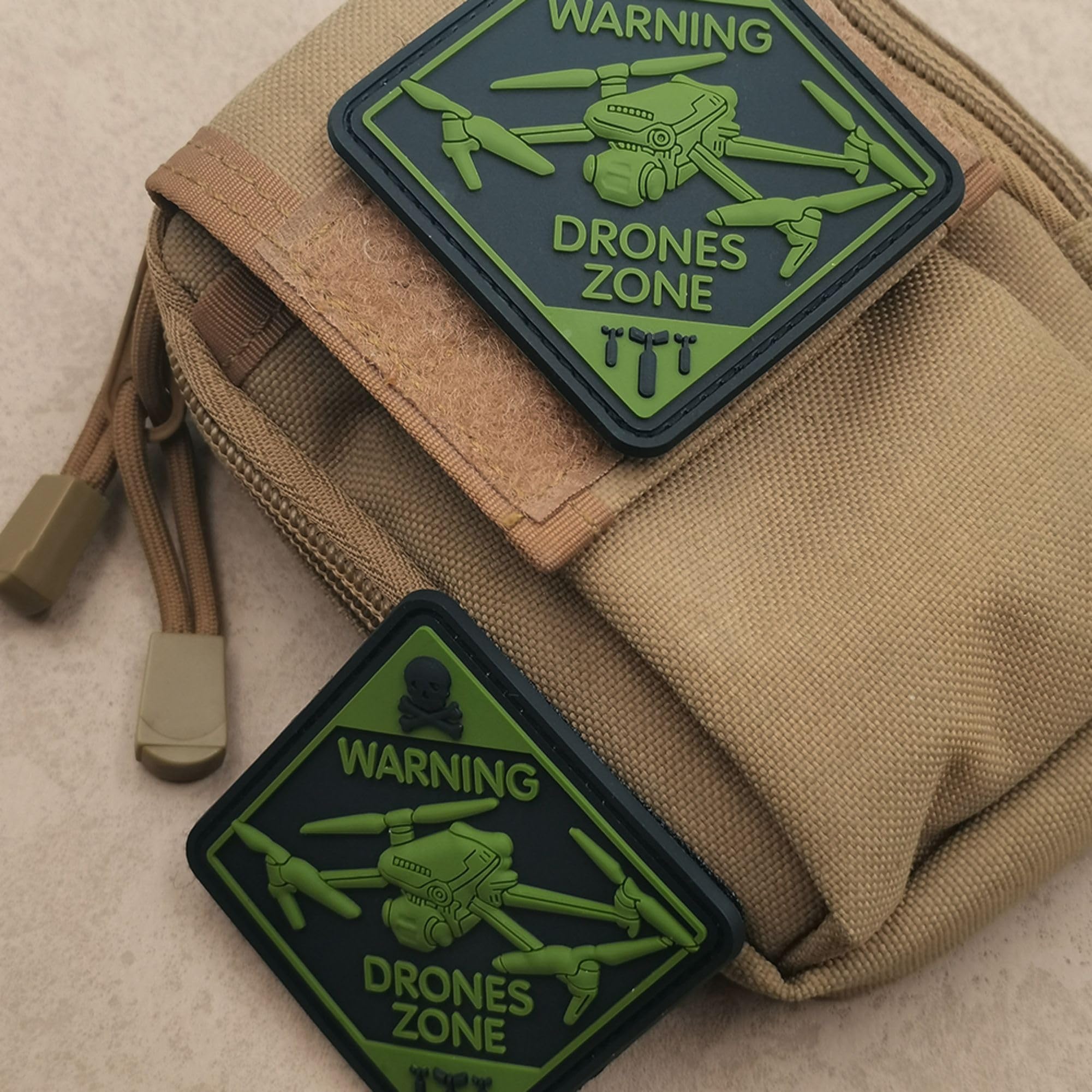 Warning Drones Zone 3D PVC Patches Appliques, Drone Plane PVC Rubber Patch, Tactical Combat Armband Emblem Badges with Hook and Loop Fastener Backing for Backpacks, Hats, Clothes, Set of 2 - Image 4