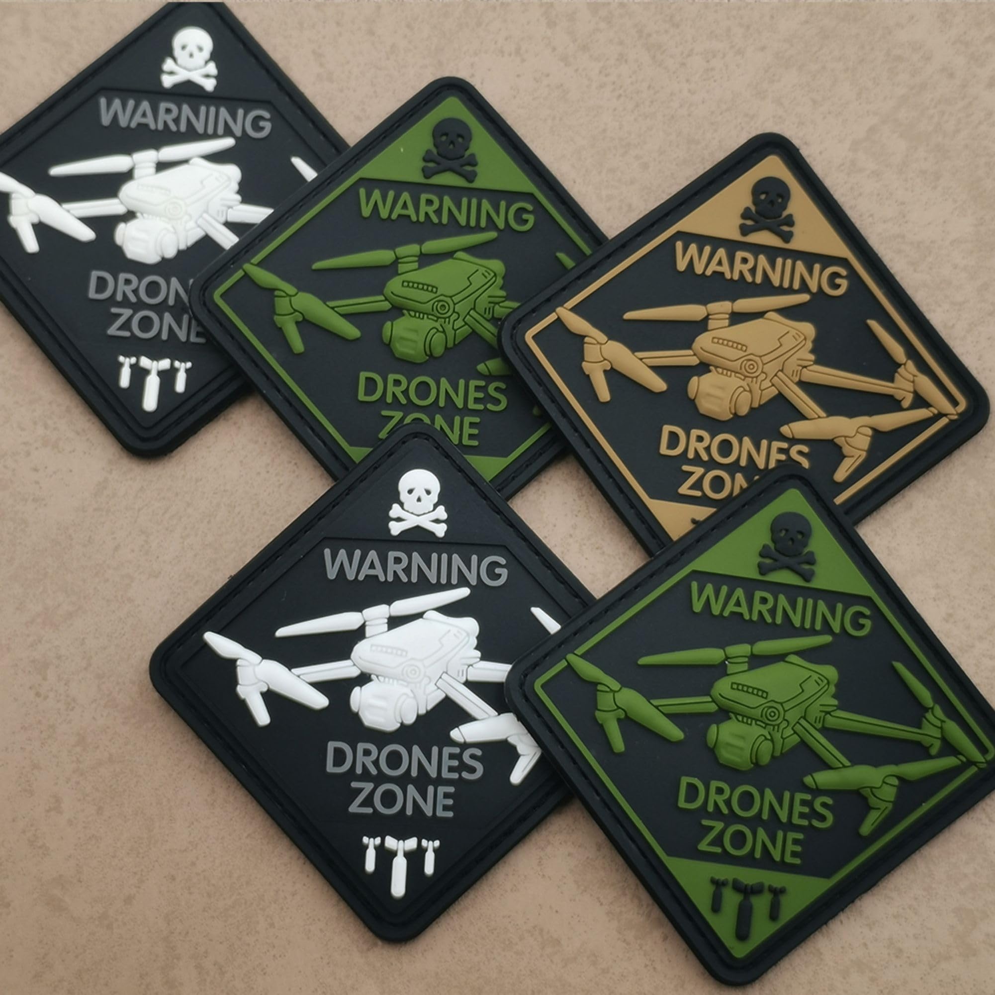 Warning Drones Zone 3D PVC Patches Appliques, Drone Plane PVC Rubber Patch, Tactical Combat Armband Emblem Badges with Hook and Loop Fastener Backing for Backpacks, Hats, Clothes, Set of 2 - Image 7