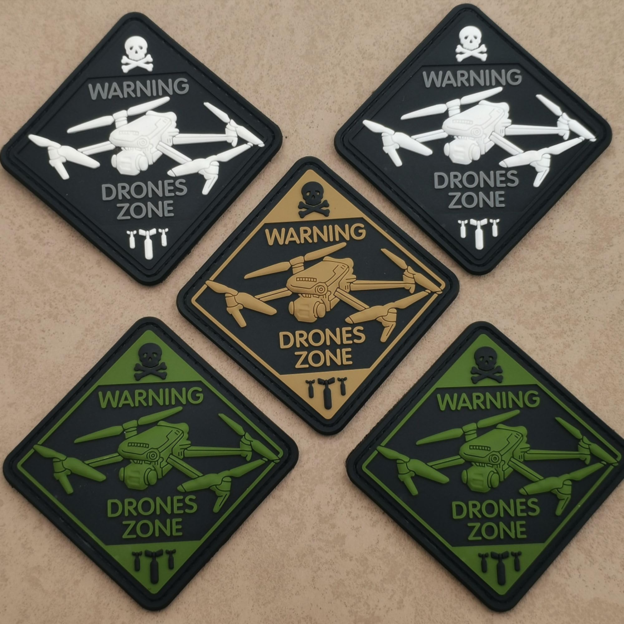 Warning Drones Zone 3D PVC Patches Appliques, Drone Plane PVC Rubber Patch, Tactical Combat Armband Emblem Badges with Hook and Loop Fastener Backing for Backpacks, Hats, Clothes, Set of 2 - Image 8