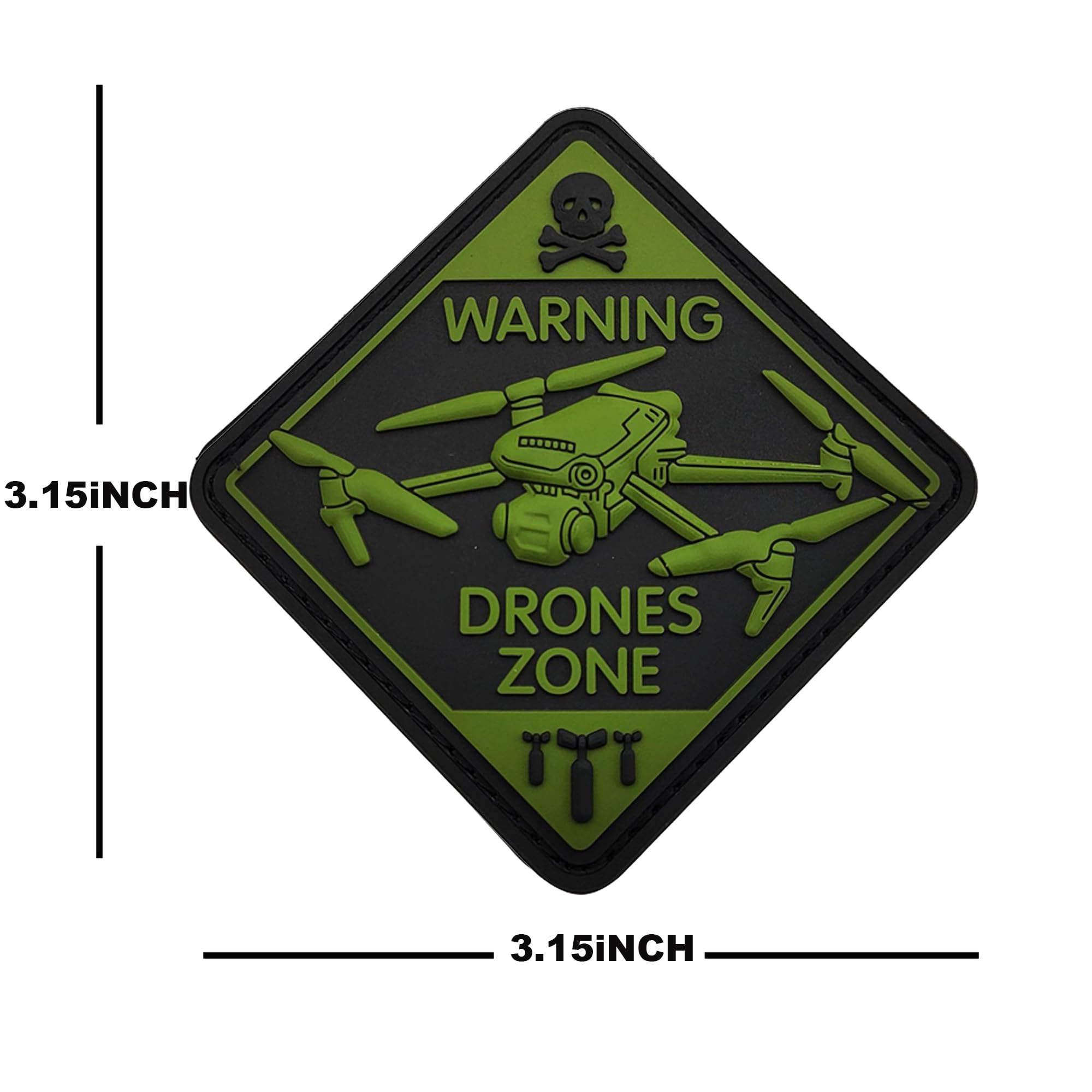 Warning Drones Zone 3D PVC Patches Appliques, Drone Plane PVC Rubber Patch, Tactical Combat Armband Emblem Badges with Hook and Loop Fastener Backing for Backpacks, Hats, Clothes, Set of 2 - Image 9