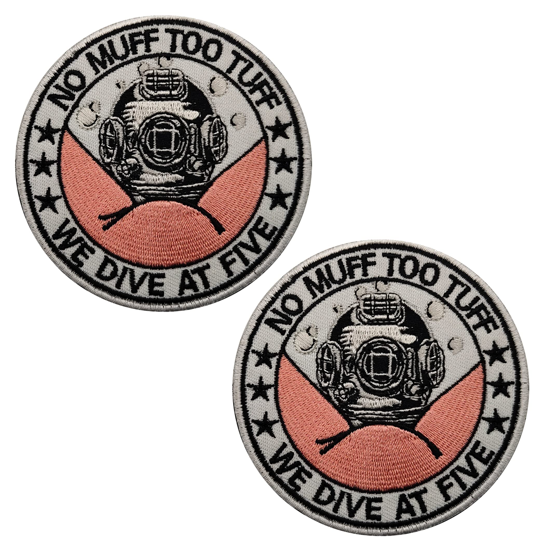 We Sive at Five Patch Appliques No Muff Too Tuff Embroidered Appliqué Patches, Tactical Armband Badges Emblem Attachment Hook Fastener Backing Sewing Repair