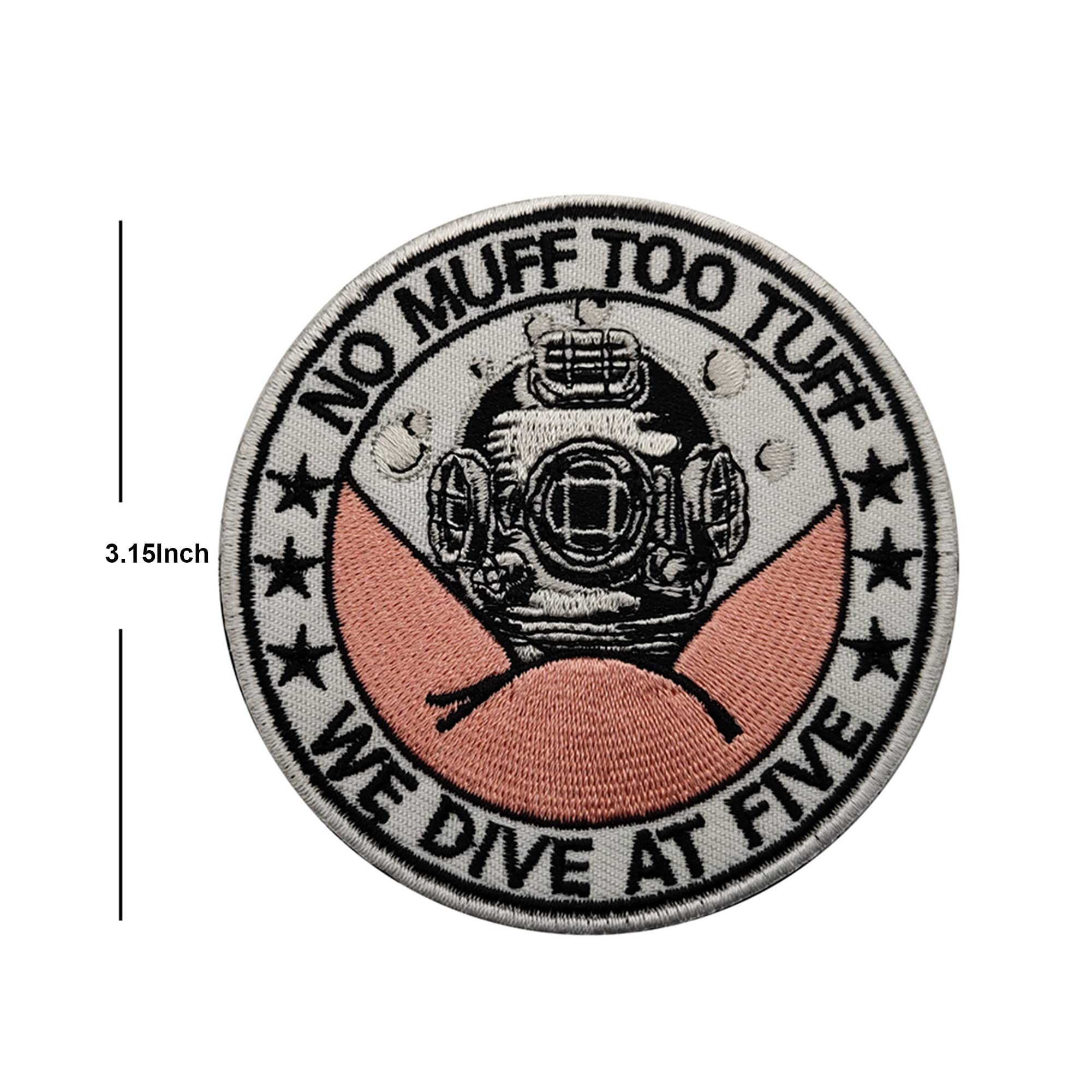 We Sive at Five Patch Appliques No Muff Too Tuff Embroidered Appliqué Patches, Tactical Armband Badges Emblem Attachment Hook Fastener Backing Sewing Repair - Image 2