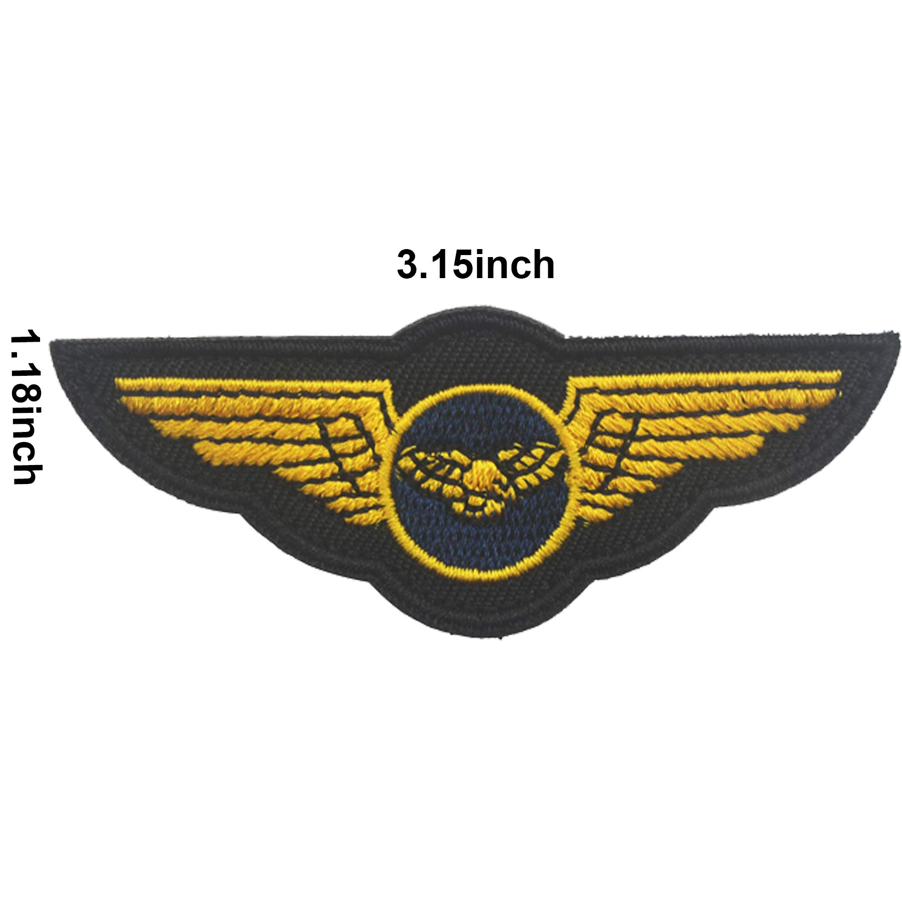 Wings Crest Embroidered Patch Military Tactical Morale Fastener Hook Loop Backing Patches Cosplay Costume Appliques Badges 3.15 x 1.18 inch 2PCS - Image 2