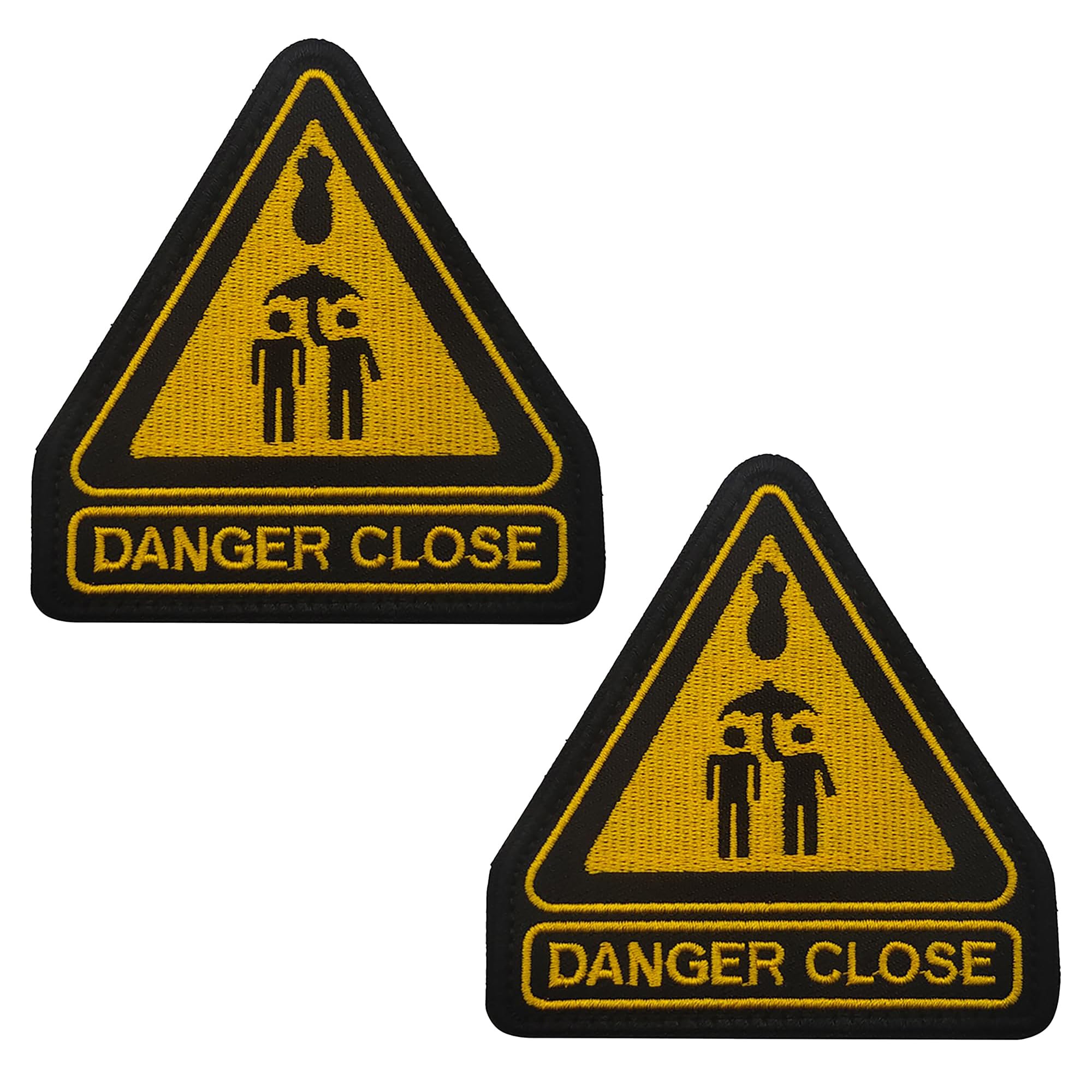 Yellow Triangle Danger Close Embroidered Appliqué Patches Tactical Emblem Badges Funny Decoration Patch DIY Appliques