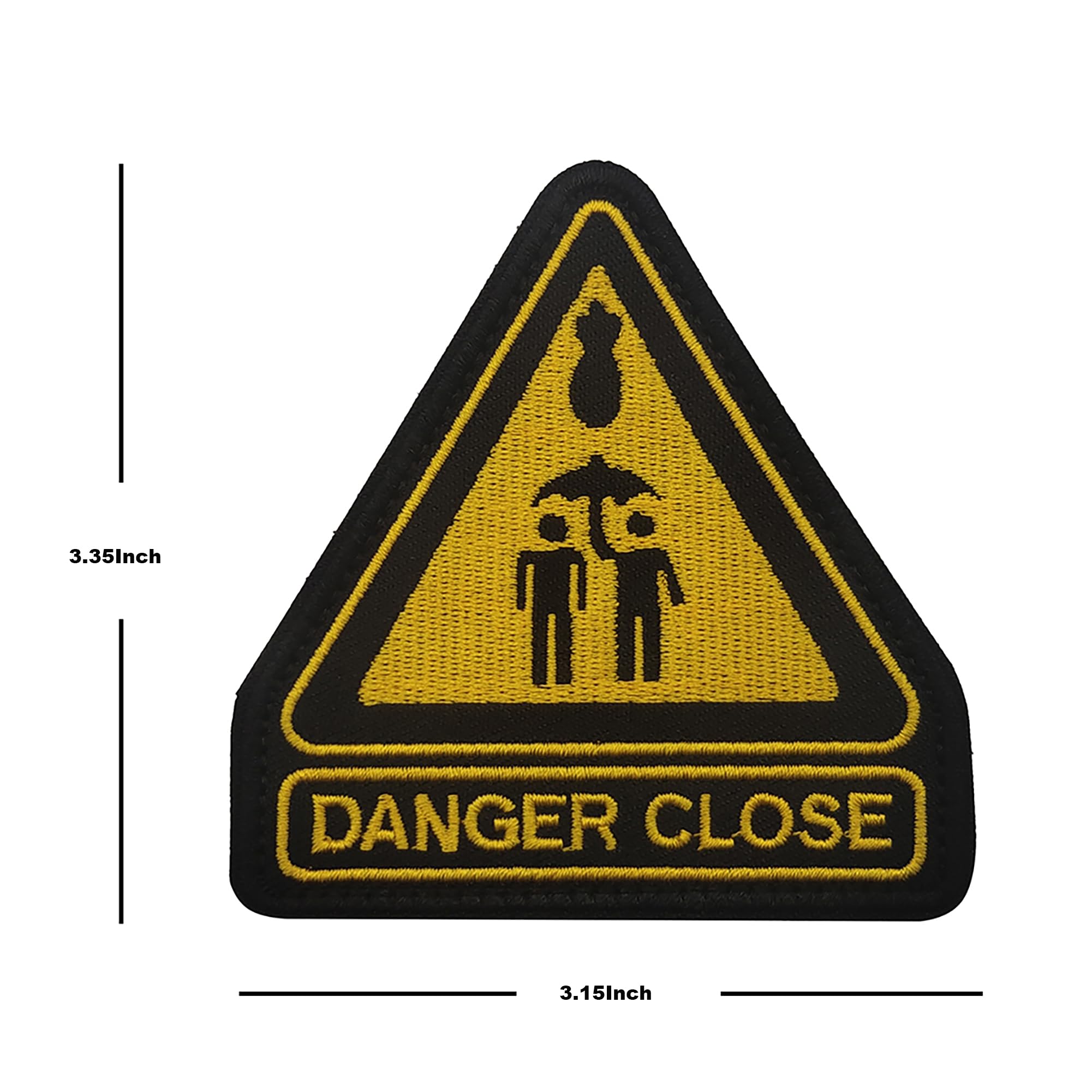 Yellow Triangle Danger Close Embroidered Appliqué Patches Tactical Emblem Badges Funny Decoration Patch DIY Appliques - Image 2