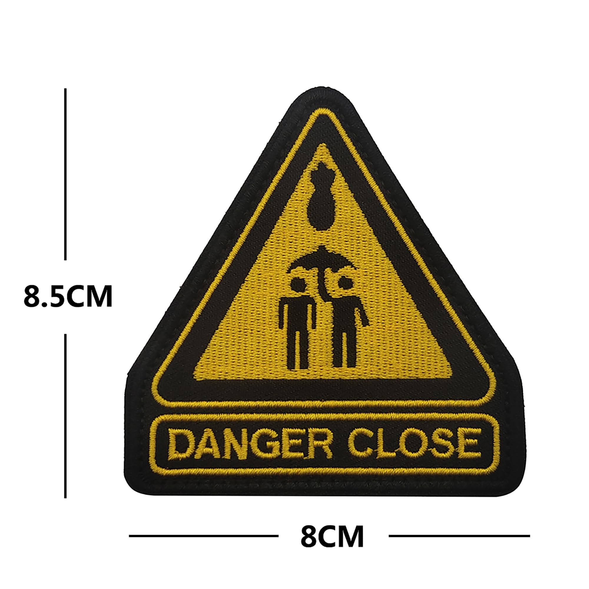 Yellow Triangle Danger Close Embroidered Appliqué Patches Tactical Emblem Badges Funny Decoration Patch DIY Appliques - Image 3